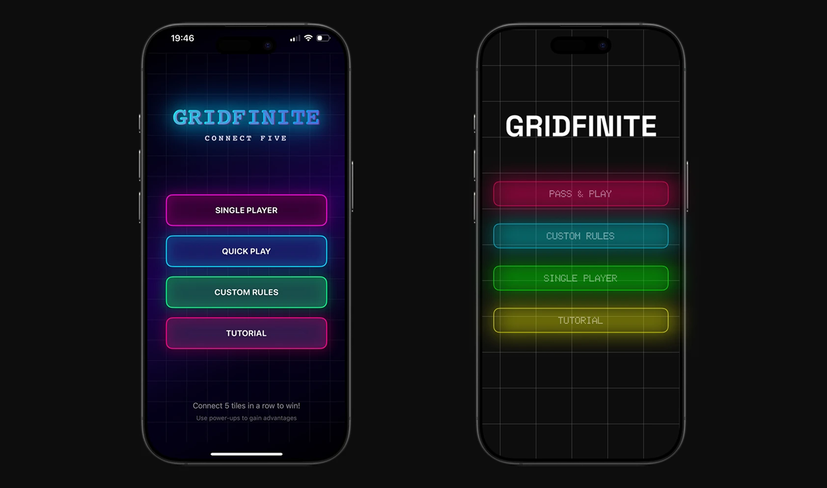 Gridfinite menu design