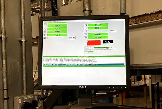 Terminal screen on the warehouse floor