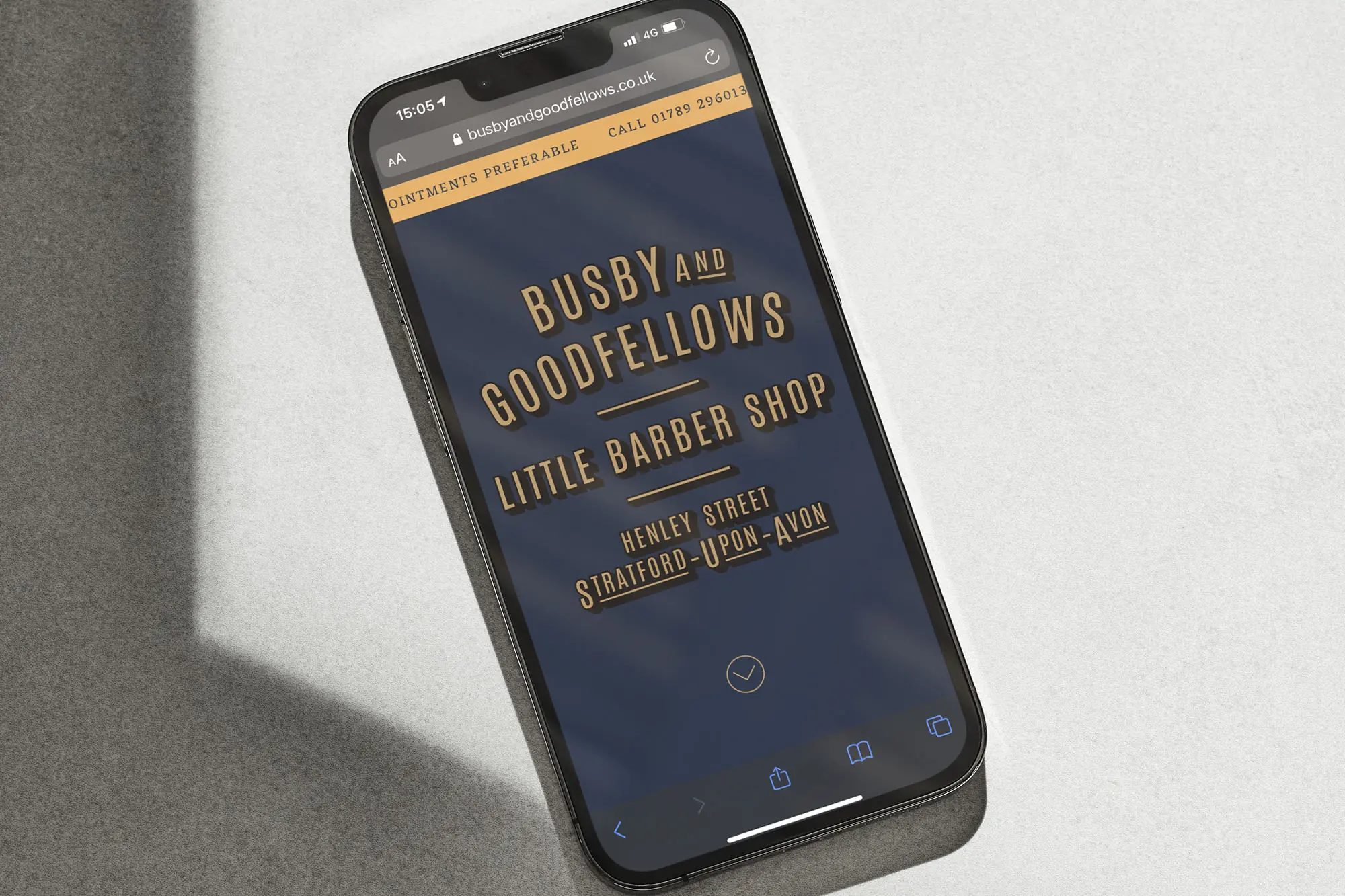 Busby & Goodfellow&rsquo;s website on a phone