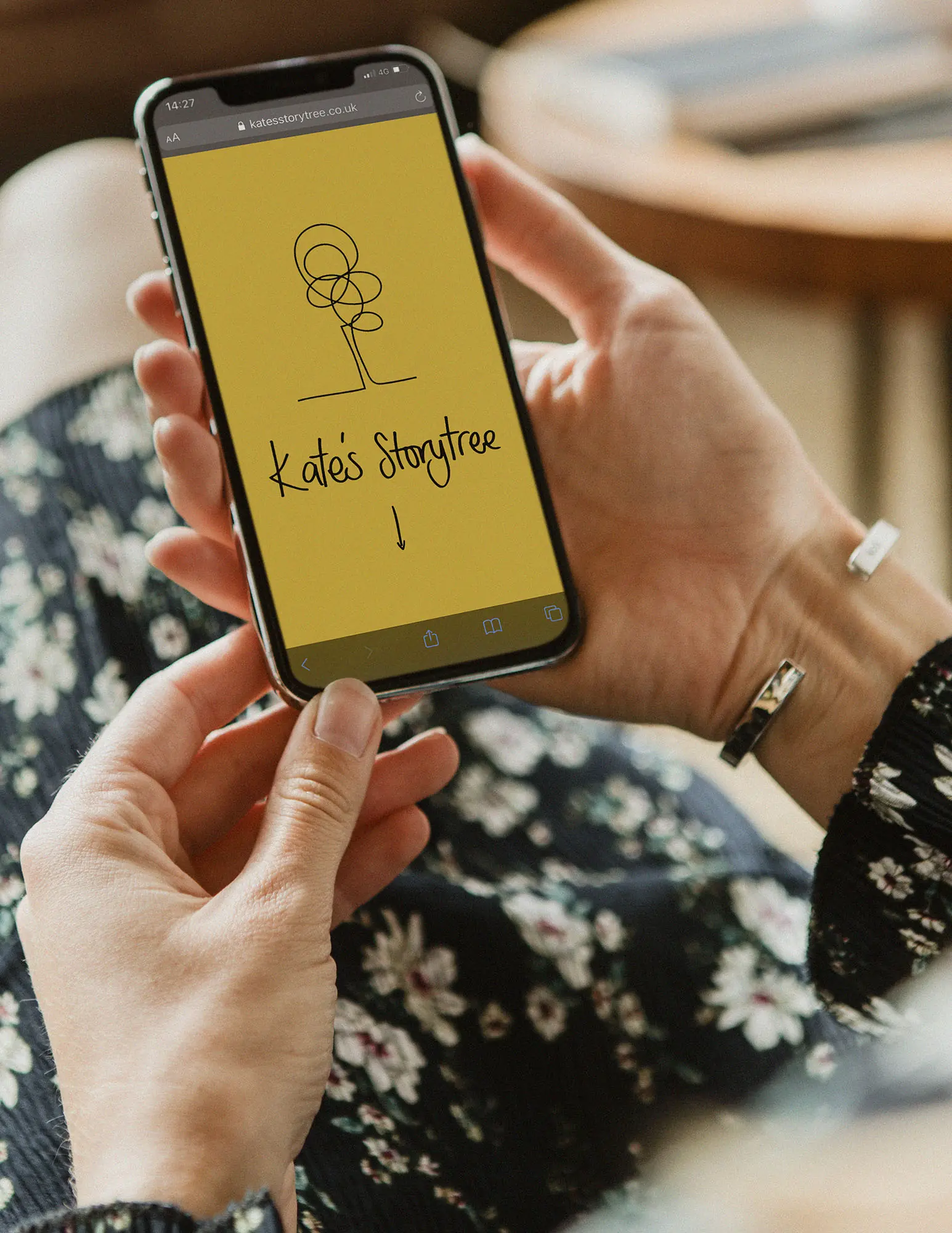 Kate&rsquo;s Storytree on a phone